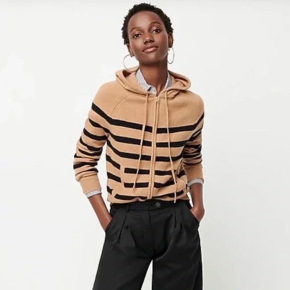 J. Crew Supersoft Zip-up Striped Hoodie Sweater - Picture 1 of 3